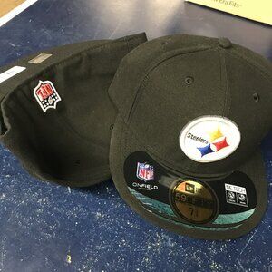 Official NFL Football Pittsburgh Steelers Fitted Flatbrim Hat 7-3/8